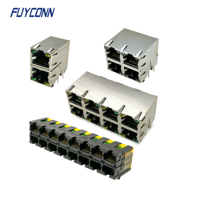 Złącze żeńskie RJ45 pod kątem prostym, dwuwarstwowe złącze modułowe RJ45 PCB