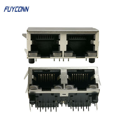 2 porty 16-pinowe złącze żeńskie RJ45 do PCB z izolatorem PBT